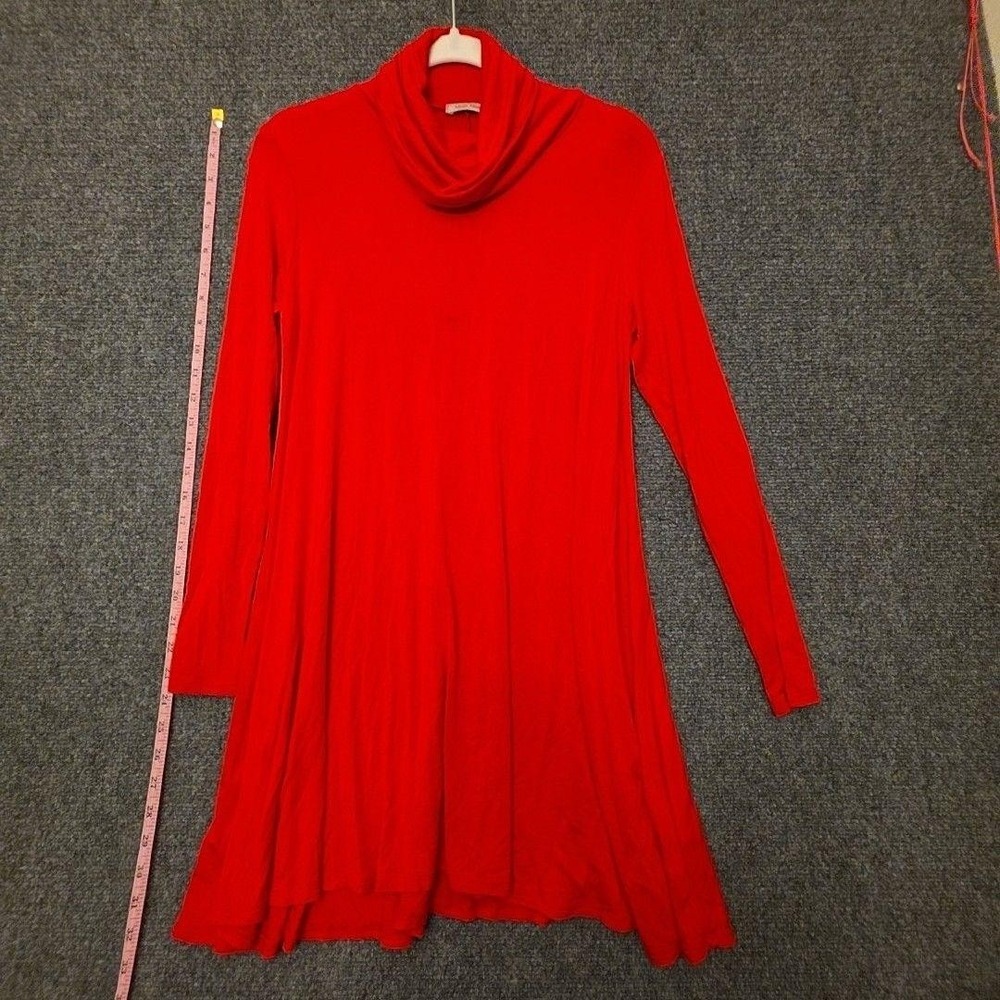 Ming Ming Dress Womens S Red Cowl Neck Long Sleeve Trapeze Swing Jersey Tunic